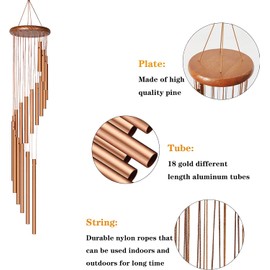 Wind Chimes Outdoor Garden Decor - Large Metal Wind Chimes Aluminum Alloy Tubes Long Windchimes with Hook for Garden