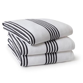 Kassatex Newbury Kitchen Towels - Set of 3 (Dark Grey)