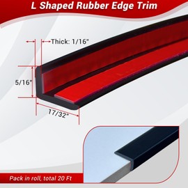 Tile Edge Trim, Flexible L Shaped Rubber Edge Trim, Small Size 90 Degree Tile Corner Trim, Peel and Stick Edging Trim for Tile and Wall Edges, Table Edge Trim, Black Color, 20Ft, Rubber EPDM Material