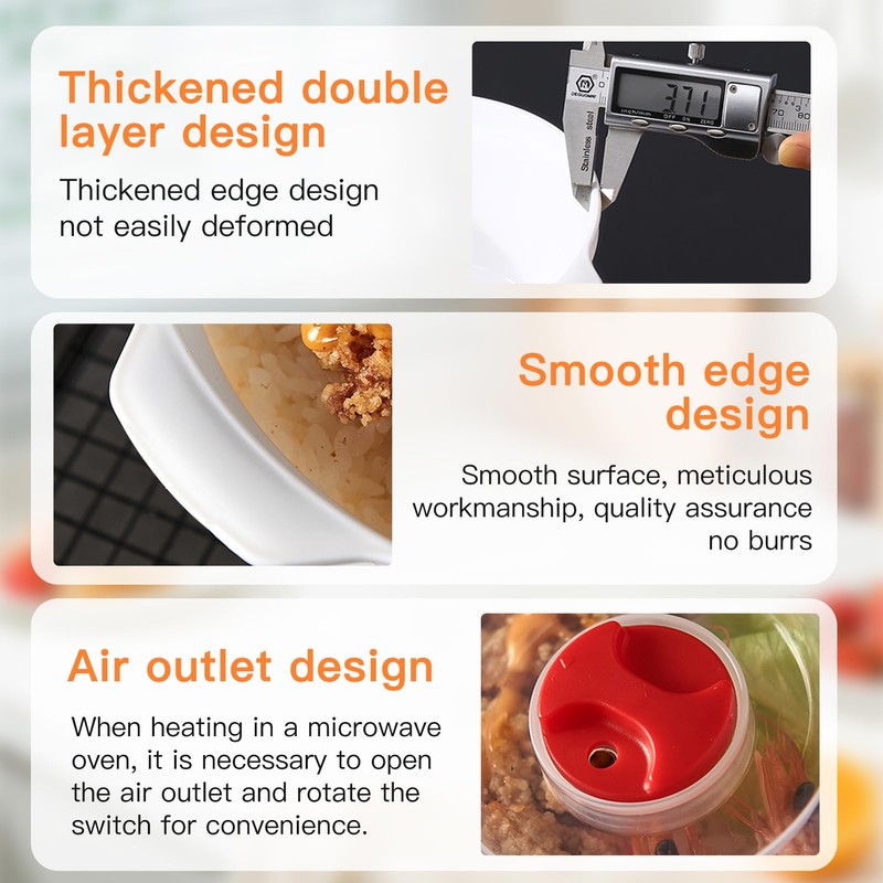 Microwavable Bowls With Lids, Microwave Ramen Bowl with Steam Rack,