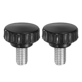sourcing map 2pcs Knurled Clamping Knobs M10 x 16mm Metric Zinc Plated Carbon Steel Male Thread Thumb Screw on Type 30mm Plastic Round Head Threaded Hand Bolt Stud Knobs Black