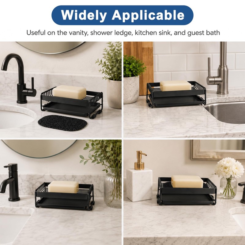 Soap Dish & Pad for Shower, Carbon Steel Bar Soap