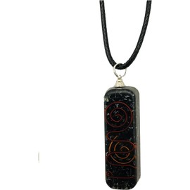 Black Tourmaline Crystal Orgone pendant With wax cord rope chain Energy Generator Perfect Meditation Kit Metaphysically Orgone Gemstone Black Choco Pendant