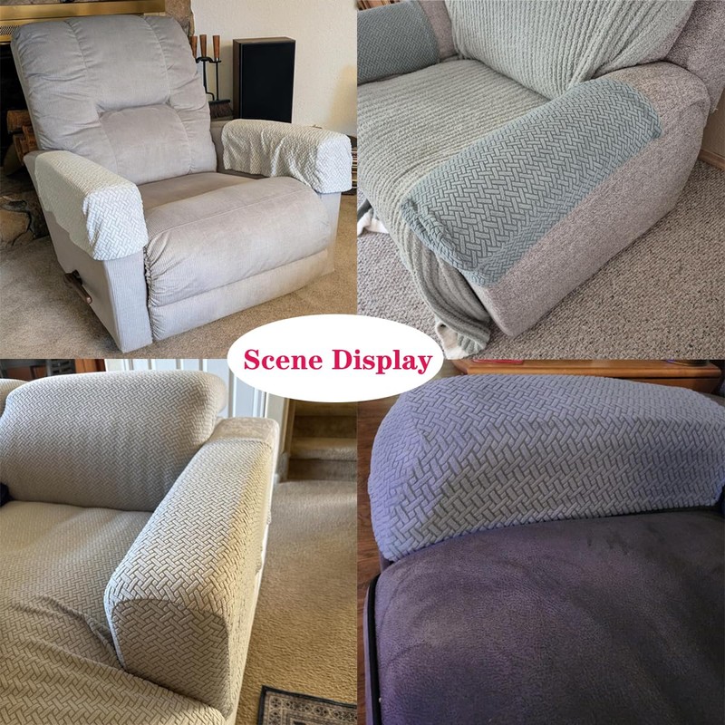 Stretch Armrest Covers,Set of 2 Polyester Fabric Armchair with Twist