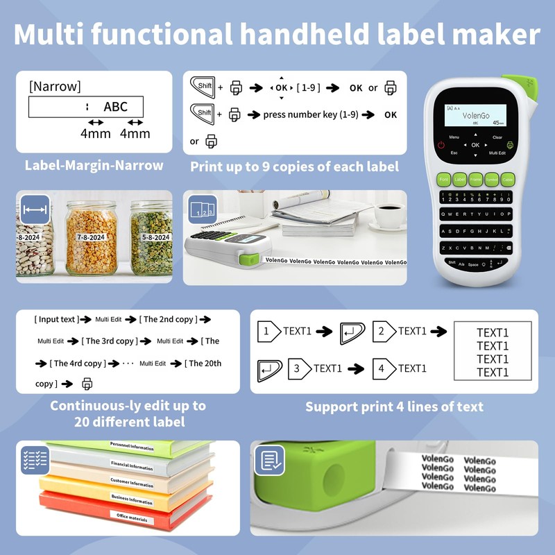 VolenGo H1100 Label Maker Machine with Tapes 12mm Laminated, Backlit