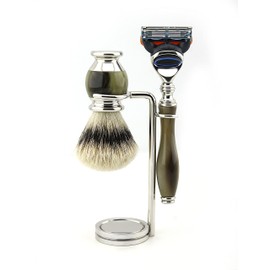 Men's Travel Shaving Brush With Synthetic Badger Looking Hair In stainless Steel Handle. Portable During Travel. GIFTS FOR MEN WHO HAVE EVERYTHING