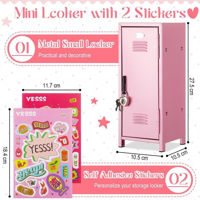 Vercraft Mini Locker with Lock Keys Stickers 10.8inch Small Storage