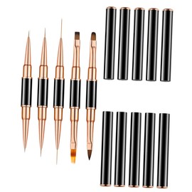 Baluue 5pcs Nail Art Liner Pens Dual- Drawing Brushes for Nail Art Compact Portable Lid Design for Effortless for Creative Manicure
