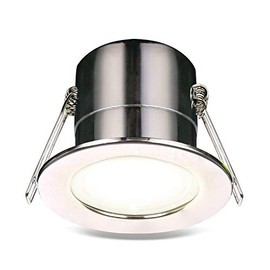 Luceco F-Eco GU10 Standard Fixed Dimmable Downlight, 5 Watts, 3000K Colour Temperature, Polished Chrome