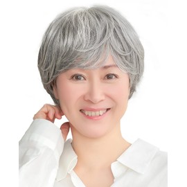 AQUADOLL rm002PGH Wig, Medical Hat, Short, Curl, Room Wig, Full Wig, Women's, One Size Fits Most, PGH. Pearl Gray Hair