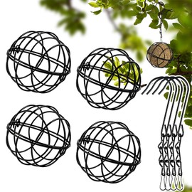 TIVUNORON Fat Ball Holder Bird Feeder 4 Pieces Hanging Chisel Ball Holder Feeding Station for Birds Hanging Wild Birds Finches Sparrows Dumpling Holder