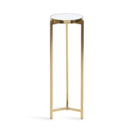 Kate and Laurel Aguilar Modern Mirrored Round Drink Table, 9 x 9 x 23, Gold, Metal Accent Table with Mirrored Tabletop and for Use as Small Plant Stand