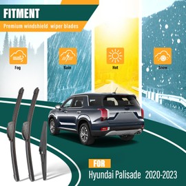 KVQ Windshield Wiper Blades Replacement for Hyundai Palisade 2020 2021 2022 2023 Original Factory Quality Front Rear Wiper Blade Set - 26" 20" 12" (Set of 3)