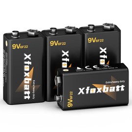 9V Batteries Carbon 6F22 9 Volt Battery for Smoke/CO Detectors Leakproof & Long-Lasting, 4 Count Pack Square Fire Alarm Batteries for Wireless Microphones, Guitar Pedals/Tuners, Two-Way Radios
