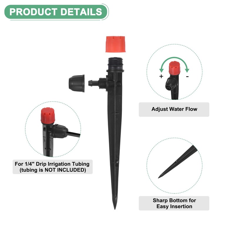 M METERXITY 20-Pack Drip Irrigation Emitters Sprayers, Drippers on 5"/13mm