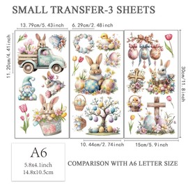 OLYCRAFT 3pcs/Set Easter Bunny Rub on Transfers for Furniture and Crafts 15x30cm Bird Egg Furniture Decals Tulip Dwarf Transfer Stickers Rub on Decals for Wood Furniture Home Decoration