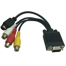 DONG VGA to RCA Cable, VGA to Video TV Out S-Video AV Adapter RCA Female Converter Cable