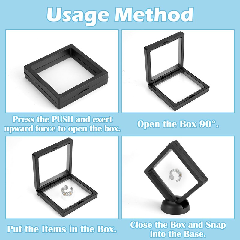 QUMENEY Pack of 10 3D Floating Frame Display Holder Transparent