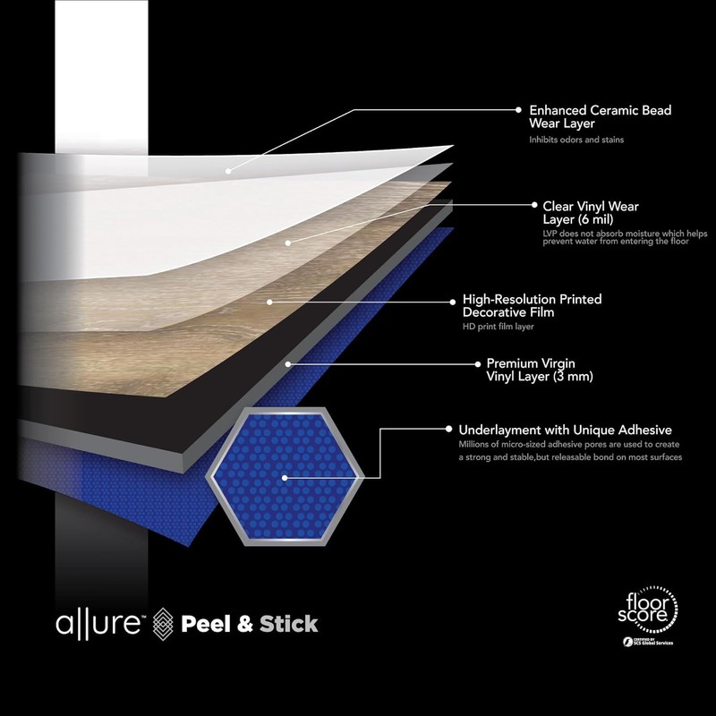 Allure 6" x 36" x 3mm, 6mil Vinyl Peel and