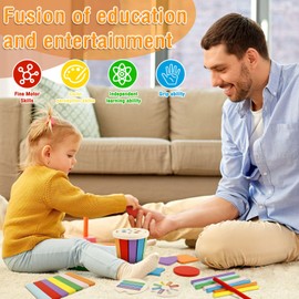 Montessori Toys for 1 2 3 Year Old, 3 in1 Wooden Learning Color and Shape Sorting Toys, Preschool Educational Fine Motor Developmental Sensory Matching Toy for Toddlers Kids Boys Girls