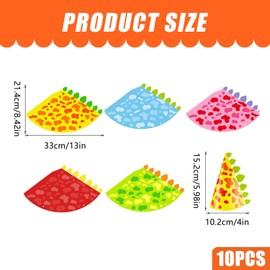 Dinosaur Theme Party Hat Kids Dinosaur Cone Hats Dinosaur Party Paper Hats Kids Birthday Party Hats Elastic Band10 Pcs