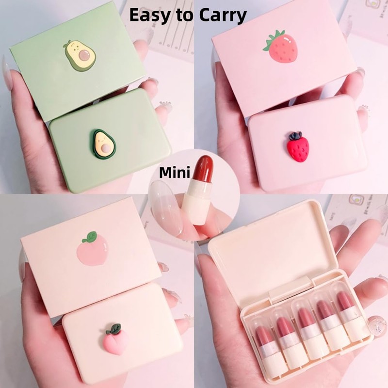 5 Colours Capsule Lipstick Mini Set for Teenagers / Beginners,