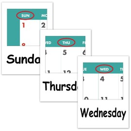 Flash Cards (Day of the Week), A4 Size, English Cards.com Flashcards, English word cards (Days of the week), A4 size