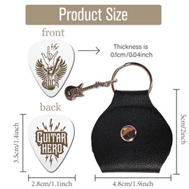 arricraft 1 Pc Stainless Steel Picks Plectrums, Let's Rock Guitar Hero Plectrum with Leather Holder Guitar Picks for Guitar Player Metal Grip Pick for Electric-Acoustic Bass