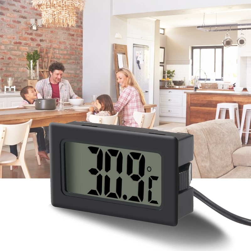 AOICRIE 4pcs Digital LCD Thermometer Temperature Monitor with 1M External