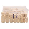 Wooden Peg Doll Bodies Set, 50 Pieces, 4 Sizes (35-65mm),