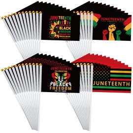 200 Pcs Juneteenth Flags Small Mini Hand Held Juneteenth Bunting Celebrate Freedom Flags for Africa American Party Parades Event Decoration