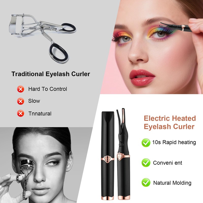 NICEWAT Heated Eyelash Curler, Electric Eyelash Curler with 3 Temperature