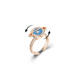 COLORFUL BLING Cute Cartoon Spinner Strawberry Planets Flowers Rings for Little Girls Adjustable Fidget Rotating Lovely Mushroom Ring Anxiety Women Jewelry, Metal, Crystal