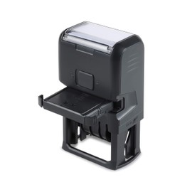 Trodat Printy 4750 Dater Stamp with English Phrase PAID BY BACS ON - Self Inking, Red Ink Date and Blue Text, Black