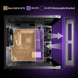 MOROVOL MATX PC Case,270° Panoramic Tempered Glass Panel Gaming PC Case,3 Fans Pre-Installed Micro-ATX Computer Case,USB 3.0,Black(V3)