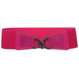 beltiscool Women's 3" (75 mm) Wide High Waist Fashion Stretch Belt, Hot Pink | m/l (32"-34" waist)