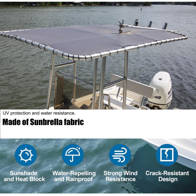 TOPSALL Boat T Top Canvas Replacement, Fits Up to 61"