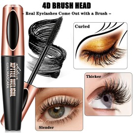 4D Silk Fiber Lash Mascara Waterproof - Natural Long Lasting Mascara Black Volume and Length, Thickening Lengthening No Clumping