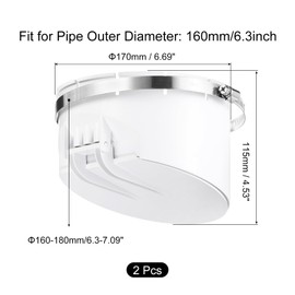 uxcell 2 Pcs PVC Sewer Backflow Preventer, Anti-Odor Core for 160mm/6.3inch OD Horizontal Tube in Sewage Tanks, White