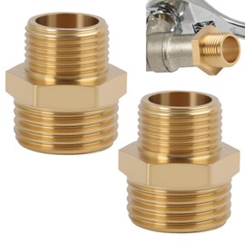 Double Nipple Brass Male Thread 1/2 Inch x 3/8 Inch Double Nipple 1/2 Inch Brass Connector, 3/8 to 1/2 Inch Connector for Water Pipe, Gas Hose, Heating, Installation, Robust