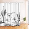 RnnJoile Western Shower Curtain Aztec Cactus Desert Bath Curtain Black