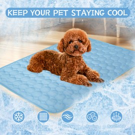 Dog Cooling Mat,2025 Upgrade Pet Cooling Mat for Dogs Cats,Summer Ice Silk Cool Mats & Sleeping Pad for Indoor or Outdoor,Perfect as Blanket for Kennel Sofa Bed Floor Car (Blue, Medium, 23.6"x19.3")