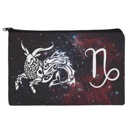 Capricorn Fish Goat Zodiac Sign Horoscope in Space Makeup Cosmetic Bag Organizer Pouch