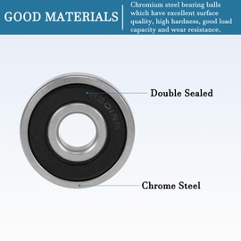 QUARKZMAN 6301-2RS 12 x 37 x 12 mm Ball Bearings x 4 Pieces Chrome Steel with Good Load Capacity for Machines Double Sealed