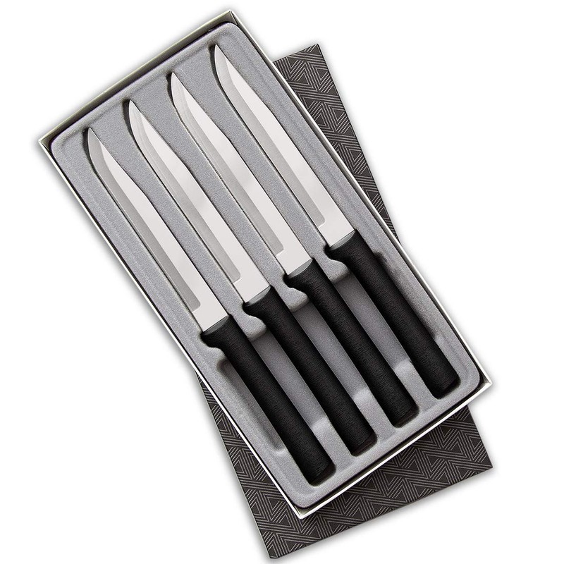 RADA 4-Piece Utility Knife Set Black Handled Steak Knives with
