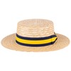 ZAKIRA Classic Straw Boater Hat Handmade from Natural Straw (Navy-Yellow