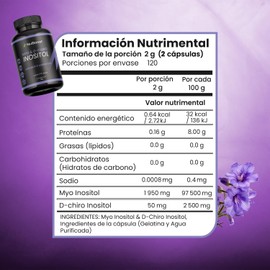 Nuboost Inositol 240 Cápsulas de 2g - Myo Inositol y D-Chiro Inositol Mezcla 40:1