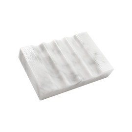 WeDoDecor Real Marble Soap Dish for Shower Stone Tray Small Bar Soap Holder with Self Draining | Non-Slip, Luxury Bath Room Accessories (White)