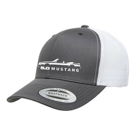 1987-93 Ford Mustang LX 5.0 Convertible Fully Embroidered Yupoong 6606 Snapback Trucker Fitted Cap Grey/White