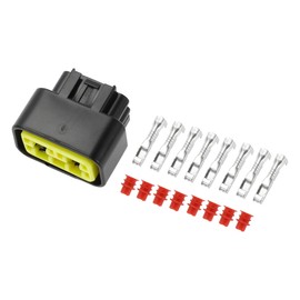 INFINAUTO 8 Pin Car Electrical Wire Connector Plug Housing Kits, 2.3mm Series Car RV Truck Female Wire Terminal Connector Black, 1 Set